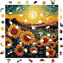 - Ahşap Puzzle Yetişkinler Için - Günebakan Tarlasında Akşamüstü Benzersiz Parçalı Puzzle - 353 Parça Ahşap Yapboz - Yapıştırıcı Folyo Dahil - Dekoratif Ahşap Puzzle - 29X29 cm - S1-30