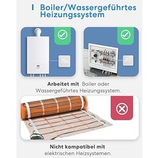 Akıllı Termostat, Kombi Sistemi Kontrolü, Isıtma & Soğutma, Wi-Fi Oda Termostatı, Uzaktan Kontrol, Hassas Isı Ayarı, LED Dokunmatik Ekran, Elektrikli Termostat, Dokunmatik Ekran, Beyaz