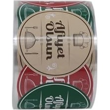 Ayko Afiyet Olsun Etiketi 5cm Çapında ve 500 Adetli 3 Farklı Renkte, Restaurantlar Için Kuşe Etiketi