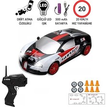 Ölçek Oyuncak 4x4 Uzaktan Kumandalı 20 Km/h Hız Drift Için Üretilmiş Şarjlı Araba Rc Yarış Arabası Full Fonksiyon Parkur Dubaları ve Drift Tekerleri 500 Mah Batarya (Siyah Spor)