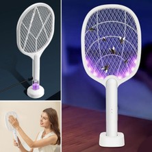 Urfakent Buffer® Şarjlı Sinek Öldürücü Masaüstü Standlı,mor Işık Sinek Kovucu Raket 5W