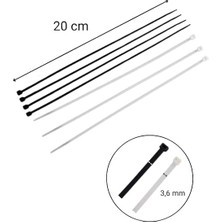 3,6X200 Siyah Kablo Bağı & Plastik Kelepçe & Cırt Kelepçe 100 Adet (Paket)