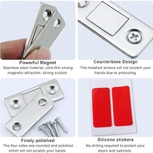 8 Adet Mıknatıslı Kilit, Ultra Ince Manyetik Kapama, Kapı, Kendinden Yapışkanlı Kapı Mıknatısları, Güçlü Mobilya Mıknatıslı Kilit Mobilya, Sürgülü Kapı, Dolap Kapısı, Çekmece