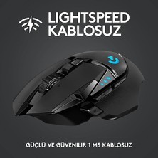 G G502 Lıghtspeed Kablosuz Oyuncu Mouse, Hero Sensör, 25.600 Dpı, 400 IPS Izleme Hızı, 1 Ms Bildirim Hızı, 114 gr Ağırlık, Siyah