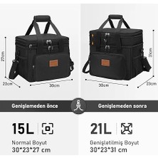 Körüklü Termal Termos Çanta, Çift Bölmeli, Genişleyebilen Soğuk Sıcak Tutucu Yalıtımlı Beslenme Çantası, Soğutucu Buzluk Yemek Taşıma Çantası