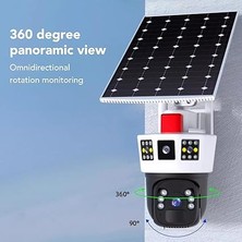 Güneş Enerjili Güvenlik Kamerası, Kablosuz 4g Güneş Güvenlik Kamerası, Çift Lens 2k Renkli Gece Görüşü Pır Hareket Algılama Ev Gözetim Için Yerleşik Güneş Paneli ile