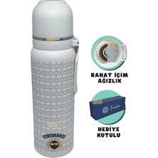 650ML Lisanslı Çift Katlı Paslanmaz Çelik Termos 8 Saat Sıcak Soğuk Hediye Kutulu Beyaz