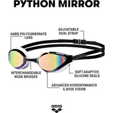 Üniseks Antrenman Yarışma Yüzme Gözlüğü Python Mirror (Aynalı, Uv Koruması, Buğu Önleyici Kaplama), Revo-White (54), Tek Beden