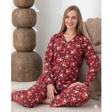 Boyraz 0350 Kadın Süet Patlı Uzun Kol Pijama Takımı