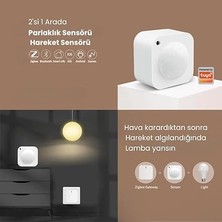 Zigbee Hareket ve Parlaklık Sensörü - Pil Hariç (Tuya, Smart Life, Home Assistant, ZIGBEE2MQTT Uyumlu)