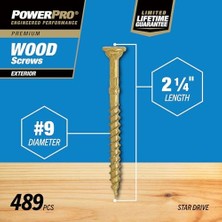 Ayko Power Pro 48609 Premium Dış Mekan Ahşap ve Güverte Vidaları, 9 x 2-1/4 Inç, Dış Kullanım Için Paslanmaya Dayanıklı Bronz, T-25 Tahrik, Bronz, 2,3 kg Kutu, 565 Adet