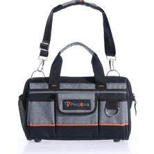 Geniş Ağızlı Ağır Hizmet Bez Alet Takım Çantası, Gri/siyah.