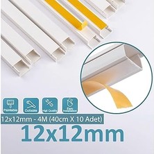 4 Metre (12X12MM) Kendinden Yapışkanlı Kablo Kanalı | 4m (10 Adet x 40CM) Kablo Gizleyici