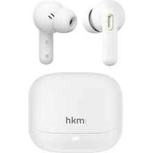 Ayko Opus Pro Bluetooth Kablosuz Kulakiçi Tws Kulaklık, Anc Aktif Gürültü Engelleme ve Enc Sistemi, Beyaz