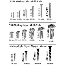 555 Adet 16 Çeşit Matkap Uçlu Vida Seti, Yhb Akıllı Vida,ysb Akıllı Vida ve Alçıpan Vidası