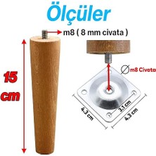 Set Ahşap 15 cm Mobilya Koltuk Kanepe Sehpa Masa Ayağı Ayakları M8 Civatalı Bağlantı Aparatlı
