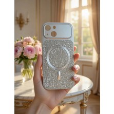 KumOziShop iPhone 15 Uyumlu Magsafe Özellikli 17 Görünümlü Kamera Korumalı Elmas Taşlı Premium Kılıf