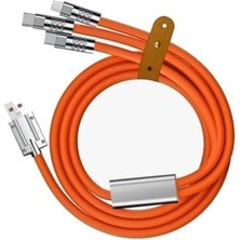 Ayko 3 Şarj Aleti 1 Arada Çinko Alaşım Hızlı Şarj Kablosu Turuncu