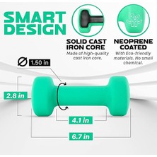 Neopren Kaplamalı Dambıl El Ağırlığı Seti (2'li) - Birden Fazla Ağırlık Seçeneği ve 15 Renk, Yuvarlanma Önleyici, Kaymaz, Altıgen Şekil