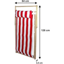 Ahşap Tasarım Katlanır Kamp Sandalyesi Şezlong Her Koşula Uygun Tekli Dinlenme Koltuğu Kırmızı