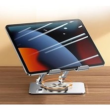 Derece Dönebilir Laptop ve Tablet Standı – Paslanmaz Çelik, Ayarlanabilir Yükseklik, Katlanabilir Masaüstü Bilgisayar Standı, iPad ve MacBook Uyumlu Ergonomik Raf-Dizüstü Pc (Tablet Standı)