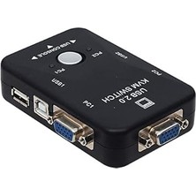 Port USB Kvm Switch, 2 Kasa 1 Monitör Switch, 2 Bilgisayarı Tek Elden Yönetin,