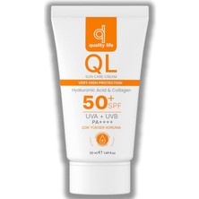 Ayko Quality Life Ql Yüz Güneş Kremi 50+ Spf Hyaluronik Asit ve  50 ml Uva + Uvb Çok Yüksek Koruma