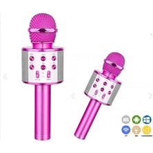 Usba+Tf Sd Kart+3.5mm Aux Girişli Bluetooth Karaoke Mikrofonu Pembe WNE0069