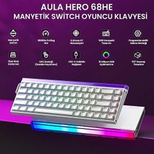 Hero 68 He Manyetik Klavye Rapid Trigger Jade King Switch 8000Hz Rgb Neon Tkl Hot Swap Oyuncu Klavyesi Beyaz