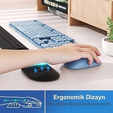 Gaming Klavye ve Mouse Bilek Destek Seti, Ergopad, Kaymaz Tabanlı, Nefes Alan Kumaş, Ağrı Önleyici (Siyah Destek Seti)