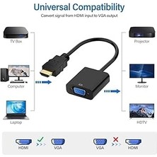 HDMI To VGA Çevirici Tablet Projeksiyon Laptop Ile Uyumlu Hdmi'dan Vga'ya Dönüştürücü Monitör Kablosu