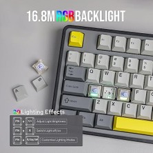 Ajazz AK980 Ekranlı Mekanik Klavye Rgb, Tam Boy Hot-Swap 3 Modlu 8000 Mah Batarya Oyun Klavyesi, Bluetooth /2.4g Kablosuz/type-C Kablolu Siyah/gift Switch