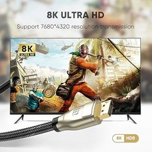8k 60Hz 4K 144Hz V1.4 Displayport Görüntü ve Ses Aktarım Kablosu 2 Metre