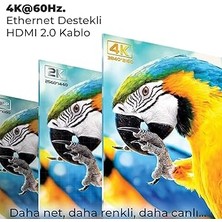NHD05 4K@60Hz Yüksek Hızlı HDMI & Ethernet Kablosu, 18GBPS Veri Aktarım Hızı, HDMI 2.0, Full Hd 3D Ready Teknolojisi, Pvc Kaplama, Bilgisayar Monitörü, UHD Tv, Ps5, Ps4 Uyumlu 5 Metre Kablo