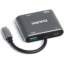 4in1 USB C To Hdmı/vga + Usb3.0 + Pd Dönüştürücü (DK-AC-U31XHDV)