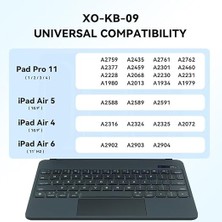 iPad Pro 11 ile Uyumlu (1.-2.-3.-4. Nesil) / 4-5-6 iPad Air ile Uyumlu Kablosuz Bluetooth Klavye 10.9''/11'' – Touchpad’li, Dijital Ekranlı, Şarj Edilebilir, Türkçe Q, 64 Tuşlu, KB09, Siyah
