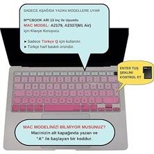 MacBook Air Klavye Koruyucu Ultra Ince A2337 A2179 M1 Çip Uyumlu Türkçe Q Silikon Yıkanabilir Koruyucu Stiker Film Pembe