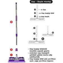 Mop Yer Fayans Duvar Yüzey Temizlik Mikrofiber Mandallı Mop, Teleskopik Saplı Istediğin Bezi Tak Kullan Hediye Yedek Bez ' Li