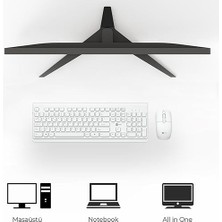 KW203 Kablosuz Türkçe Q Klavye & Mouse Set - Qwerty Türkçe Dizilim Klavye, 1600DPI Optik Fare, Win/mac Uyumlu, Sıvı Dökülmesine Dayanıklı, Tam Boyutlu Türkçe Q Klavye Mouse Seti Beyaz