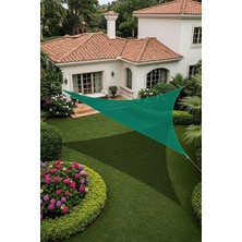 Model Jüt Üçgen Gölgelik Tente - 4m x 4m x 5.5m | 180GR/M² File Kumaş |%95 Uv Koruma | Bahçe, Teras, Balkon Gölgelik | Estetik Yarasa Tipi Tasarım | (Krem, Yeşil, Gri, Mavi, Turuncu) (Yeşil)