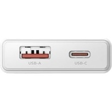 Ayko Extra Slım Gan 30W Usb-A ve Type-C Çift Portlu Hızlı Şarj Aleti, Ultra Ince Güç Adaptörü, Beyaz