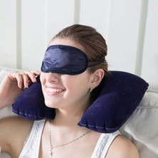 Şişme Seyahat Boyun Yastığı, Ergonomik Travel Neck Pillow, Katlanabilir, Taşınabilir, Uçak, Otobüs, Tren Yolculukları Için Rahat Uyku Yastığı Lacivert