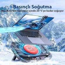 FL08 7 Seviyeli Yükseklik Ayarlanabilir Dizüstü Bilgisayar Soğutucu Yükseltici Braket Turbo Fan Soğutma Radyatörü, Sıyah