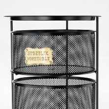 Katlı Açılır Kapanır Paslanmaz Metal Sebzelik Yükseklik 94 cm -(Siyah)