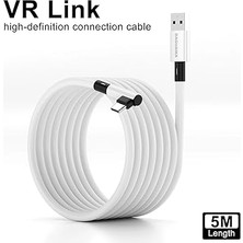Oculus Quest ile Uyumlu Vr Link Kablosu Yüksek Hızlı Usb-C Pc Bağlantı Kablosu, L Şekilli Konforlu Tasarım, Düşük Gecikmeli Vr Oyun Deneyimi 5 Metre Ex-1 (Usb To Type C)