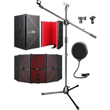 PF-44X Red Mikrofon Standı Filtre ve Ses Yalıtım Izolasyon Paneli