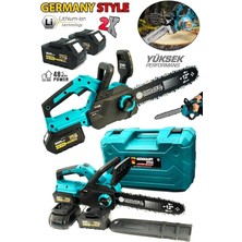 Germany Style Çift Akülü Testere 58VFX 8000 Mah Kömürsüz Motorlu Otomatik Yağlamalı Şarjlı Testere
