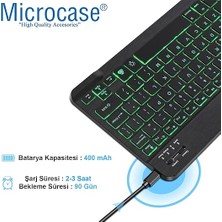 Tablet ve Telefonlar Için Rgb LED Işıklı Bluetooth Klavye Şarjlı Kablosuz + Tr Klavye Sticker - AL2670 Siyah