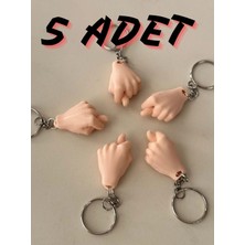 Asya3D Nah Anahtarlık 5 Adet El Işareti Komik Sevimli El Işareti Anahtarlık Nah Işareti Ten Rengi Hediyelik 5 Adet