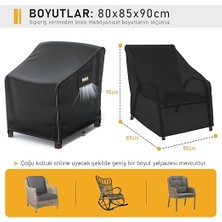 Tek Kişilik Bahçe Koltuk Örtüsü, Koruma Kılıfı, Su Geçirmez Açık Hava Bahçe Mobilya Kılıfları, Dış Mekan Sandalye Kılıfı Örtü Branda, Ağır Hizmet Tipi, 80-85-90CM - Siyah